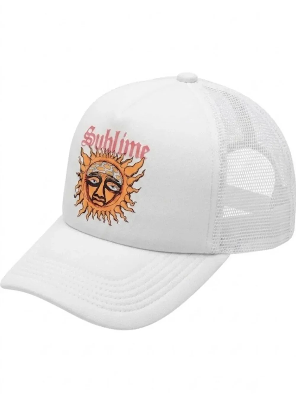 Retro Sublime Band Sun Logo Printed White Foam Trucker Hat Snapback Cap Ska Punk